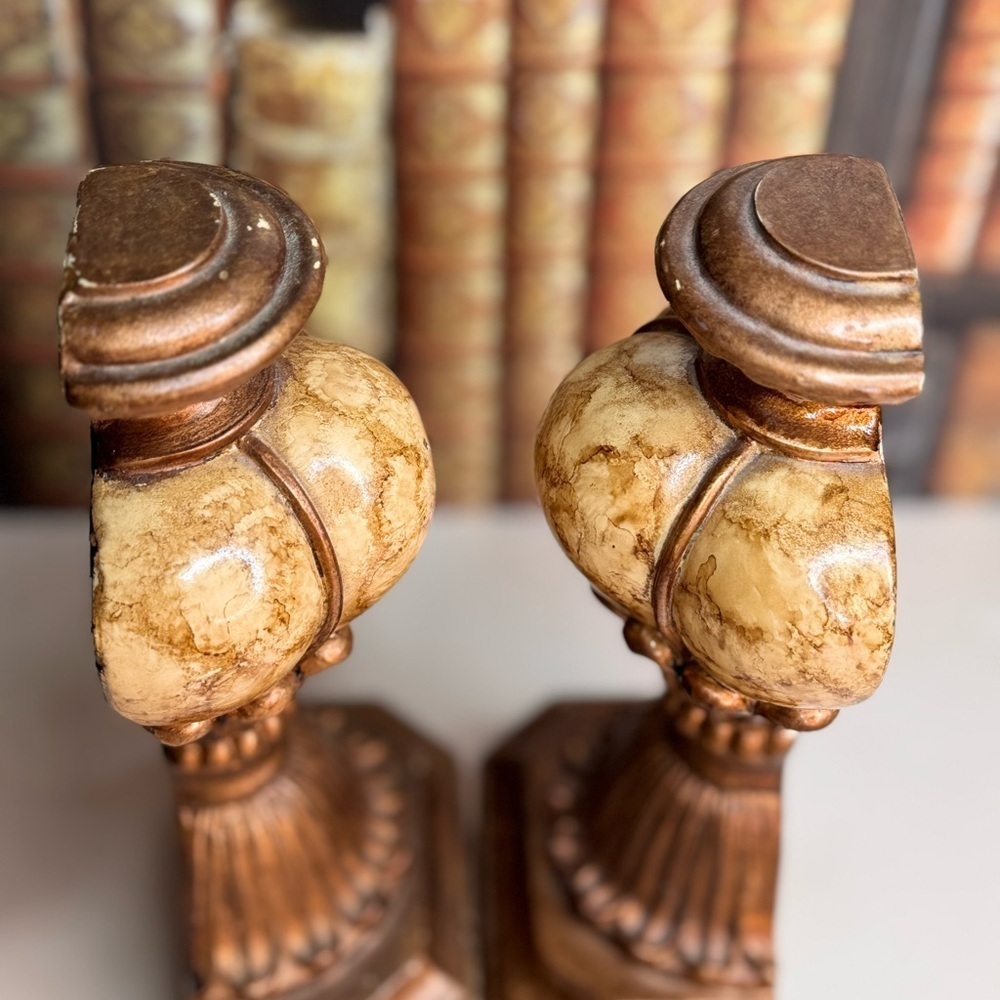 Vintage Estate Marble Inlay Wooden Bookends - Picture 8 of 10